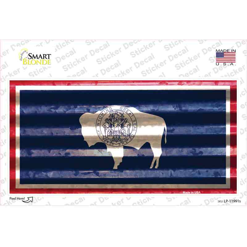 Wyoming Corrugated Flag Novelty Sticker Decal