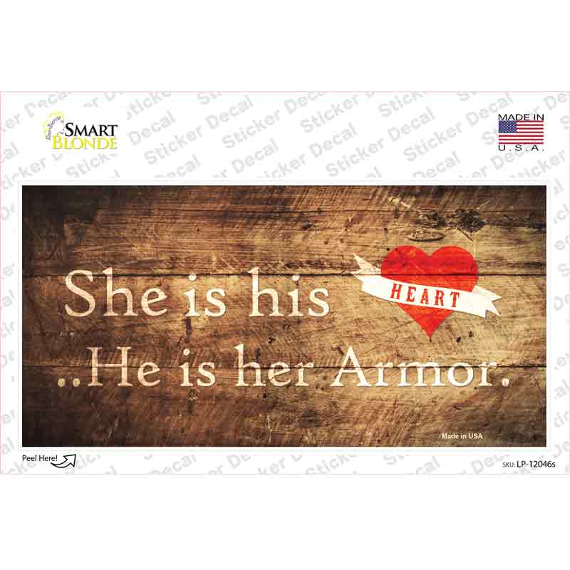 His Heart Her Armor Novelty Sticker Decal