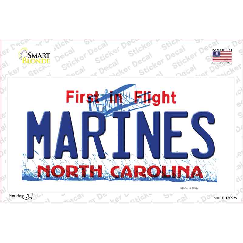 Marines North Carolina State Novelty Sticker Decal