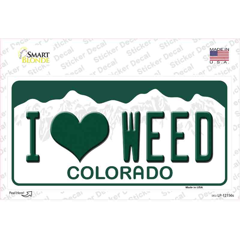 I Love Weed Colorado Novelty Sticker Decal