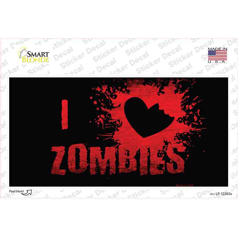 I Love Zombies Blood Novelty Sticker Decal