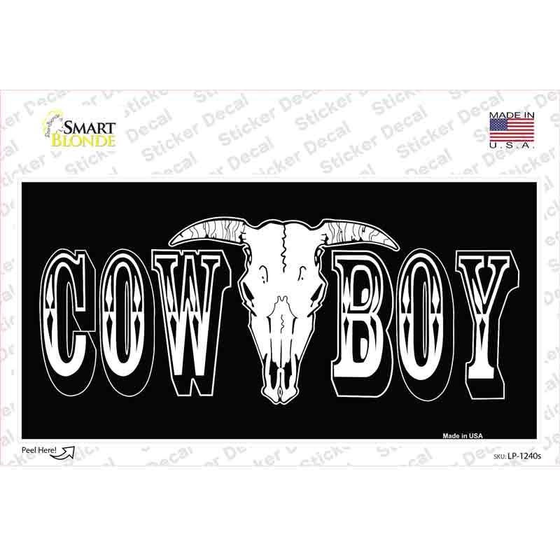 Cowboy Longhorn Skull Novelty Sticker Decal