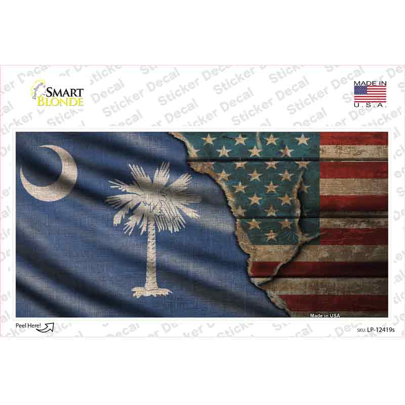 South Carolina/American Flag Novelty Sticker Decal