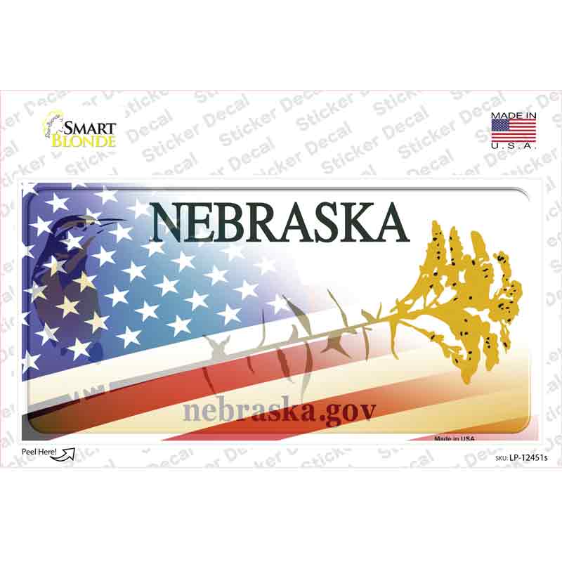 Nebraska American Flag Novelty Sticker Decal