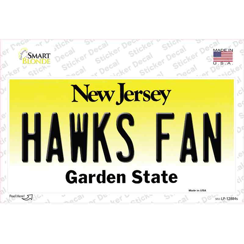 Hawks Fan NJ Novelty Sticker Decal