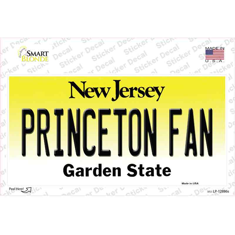 Princeton Fan NJ Novelty Sticker Decal