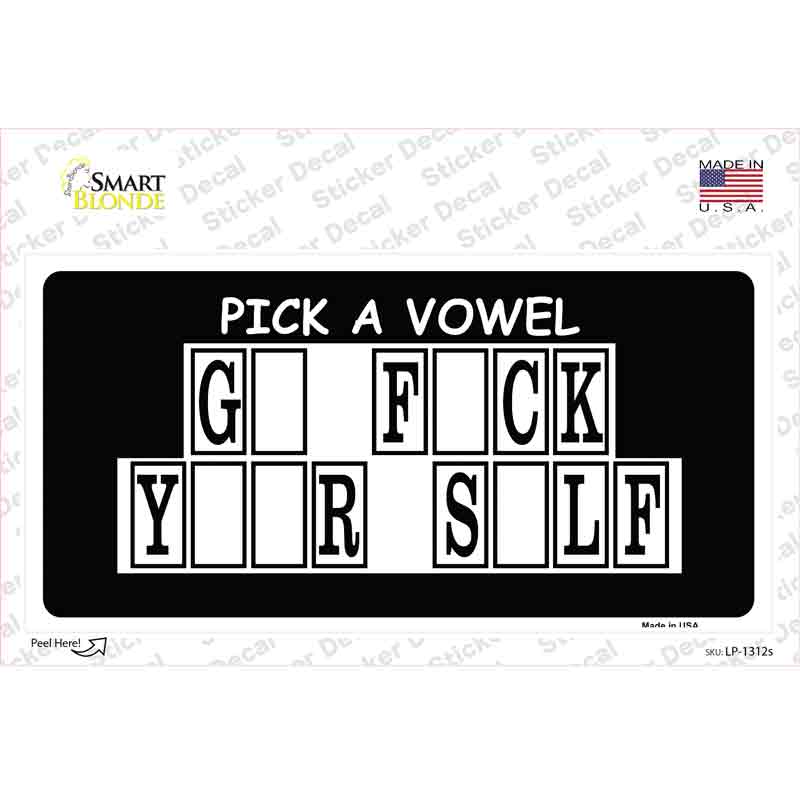 Pick A Vowel Novelty Sticker Decal