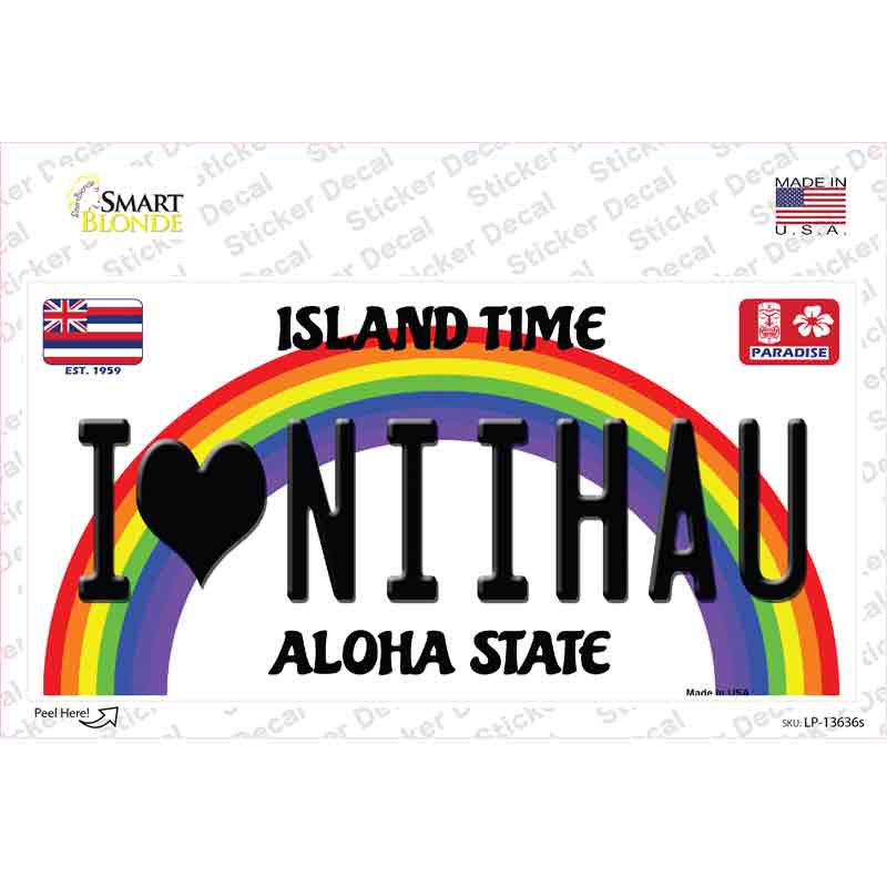I Heart Niihau Novelty Sticker Decal