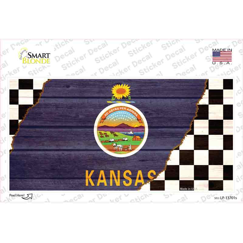 Kansas Racing Flag Novelty Sticker Decal