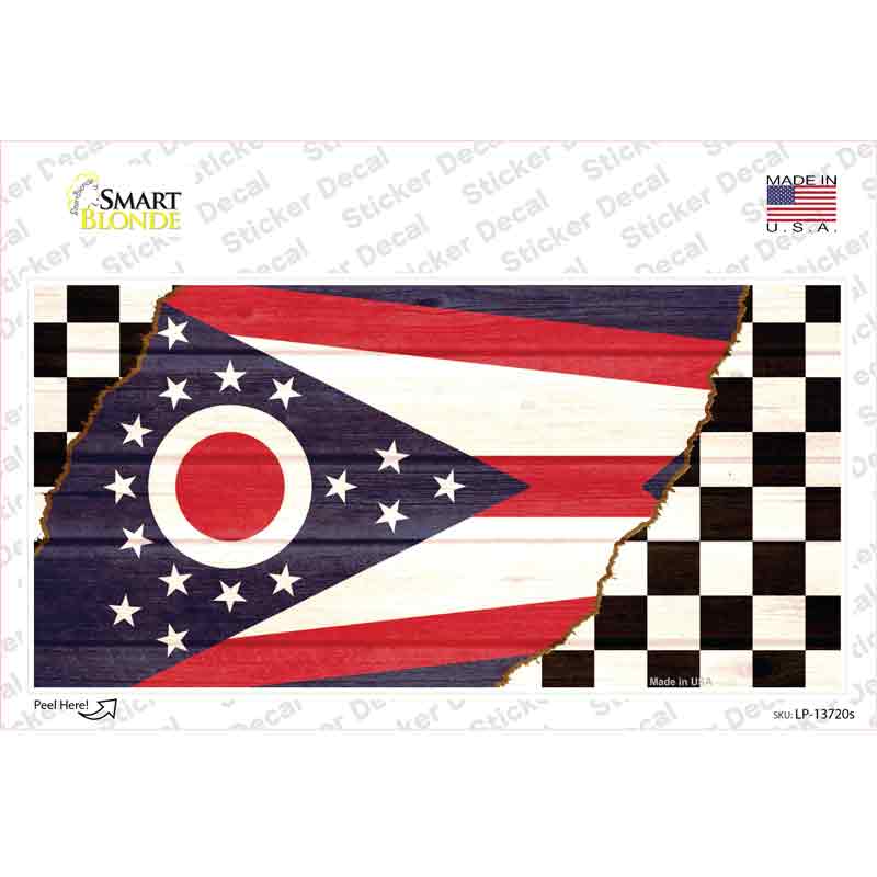Ohio Racing Flag Novelty Sticker Decal