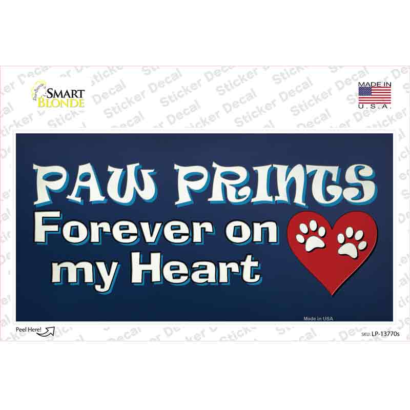 Paw Prints On My Heart Novelty Sticker Decal
