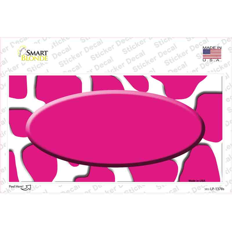 Pink White Giraffe Center Oval Novelty Sticker Decal