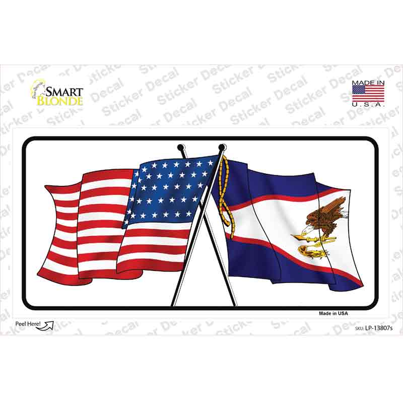 American Samoa USA Crossed Flags Novelty Sticker Decal