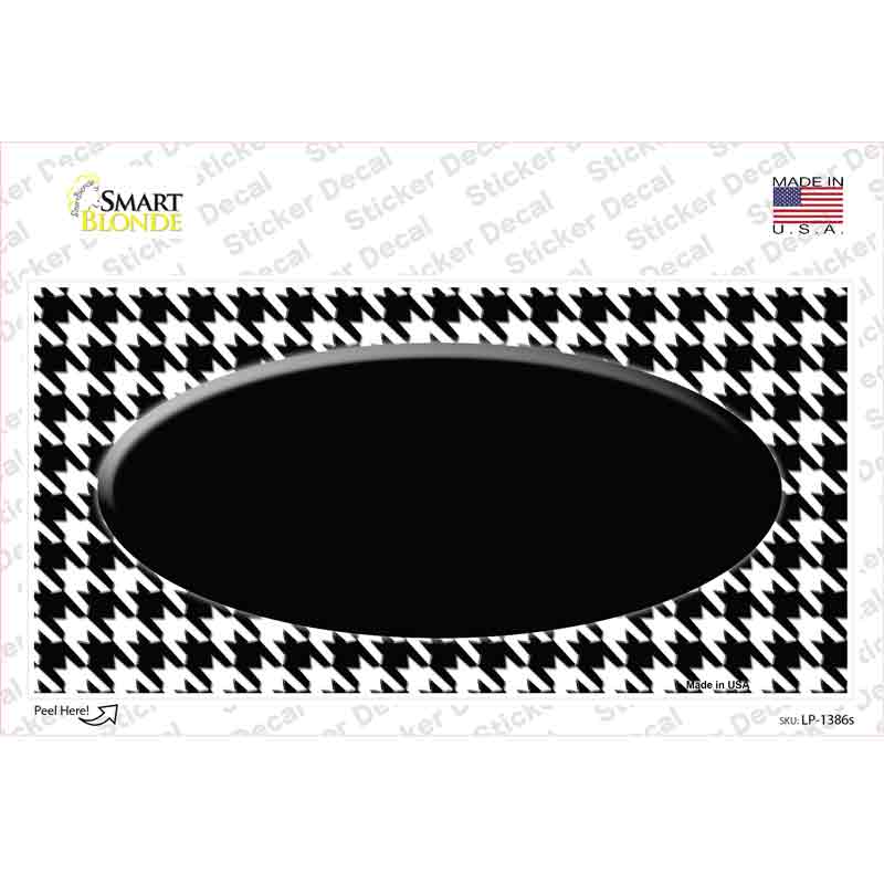 White Black Houndstooth Black Center Oval Novelty Sticker Decal