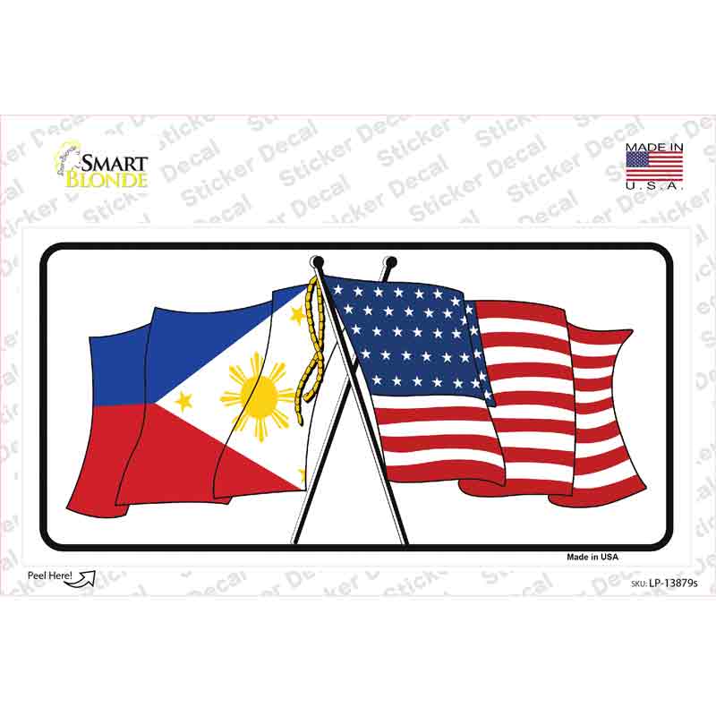 Philippines US Crossed Flag Novelty Sticker Decal