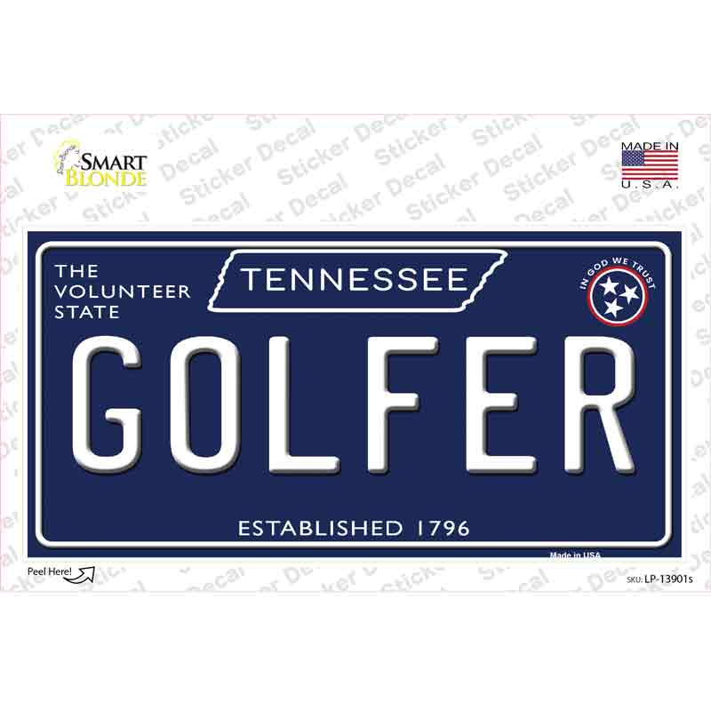 Golfer Tennessee Blue Novelty Sticker Decal