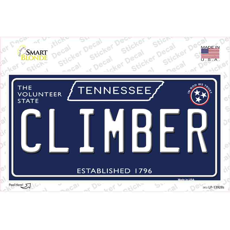 Climber Tennessee Blue Novelty Sticker Decal