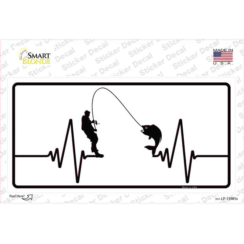 Fishing Heart Beat Novelty Sticker Decal