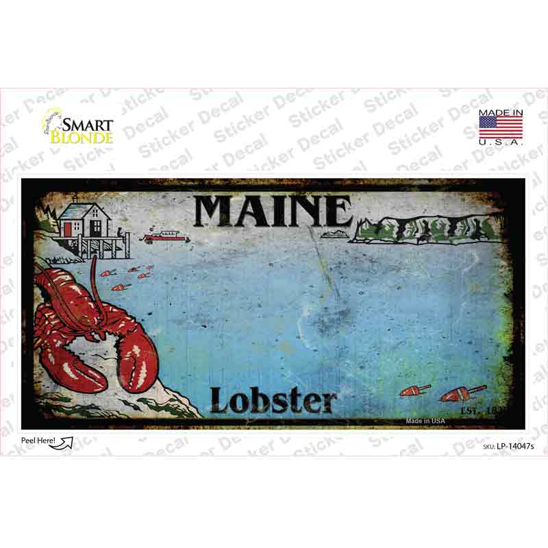 Maine Lobster Blank Rusty Novelty Sticker Decal