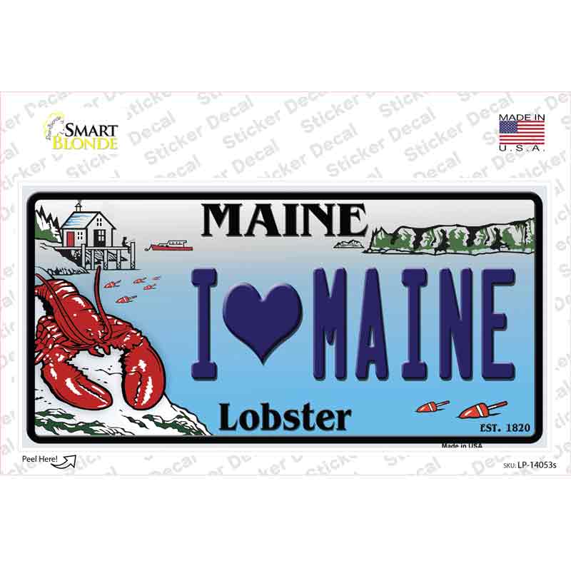 I Heart Maine Lobster Novelty Sticker Decal