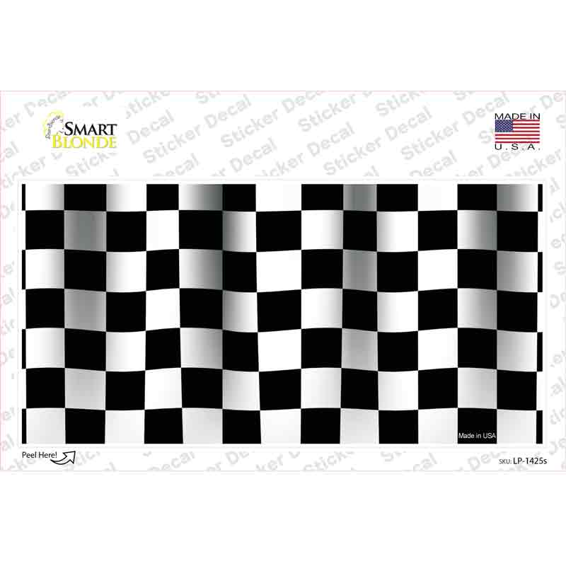 Waving Checkered Flag Novelty Sticker Decal