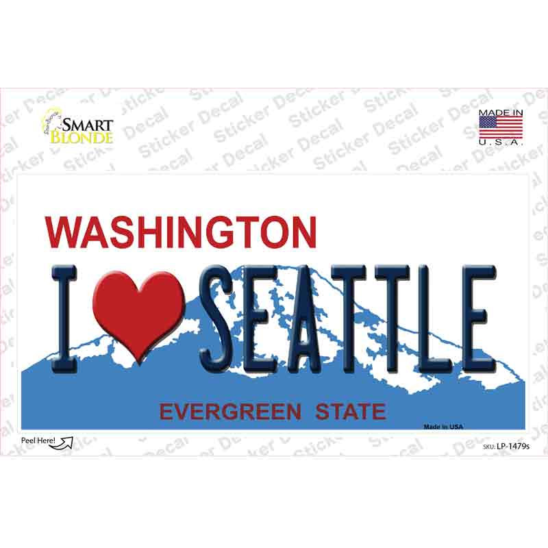 I Love Seattle Washington Novelty Sticker Decal