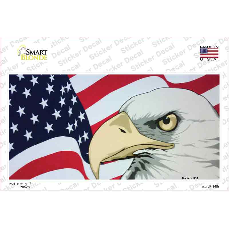 American Flag With Eagle Novelty Sticker Decal