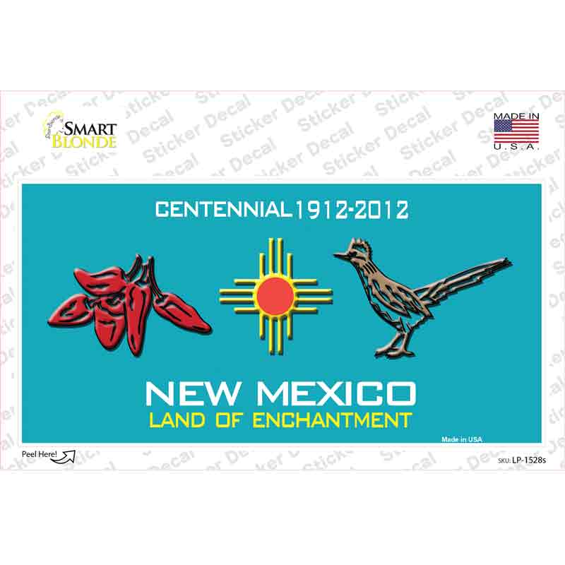 Red Chili & Road Runner New Mexico Teal Novelty Sticker Decal