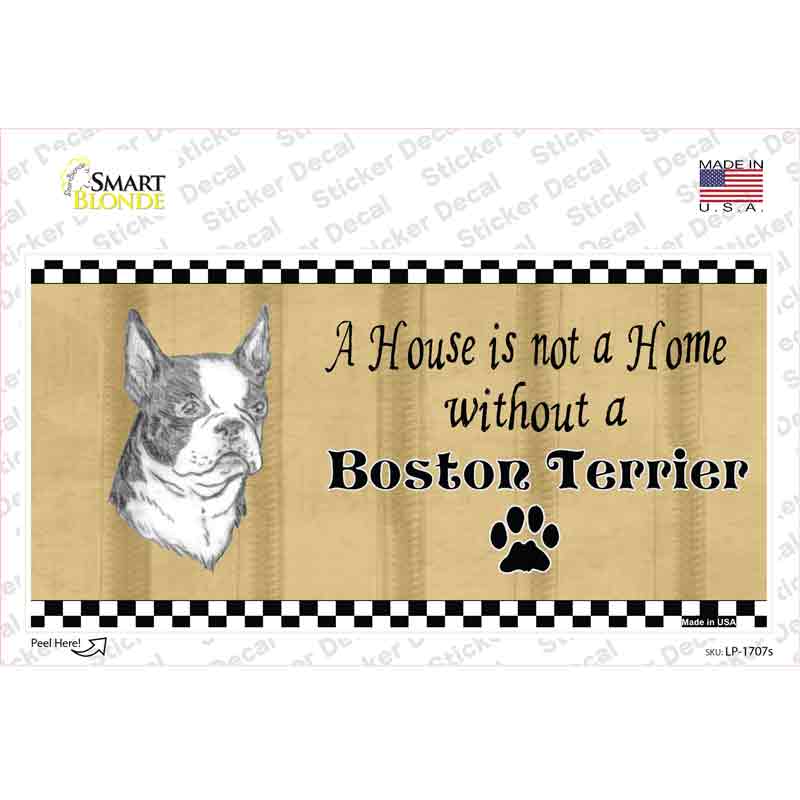 Pencil Sketch Boston Terrier Novelty Sticker Decal