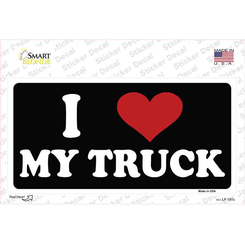 I Love My Truck Black Novelty Sticker Decal