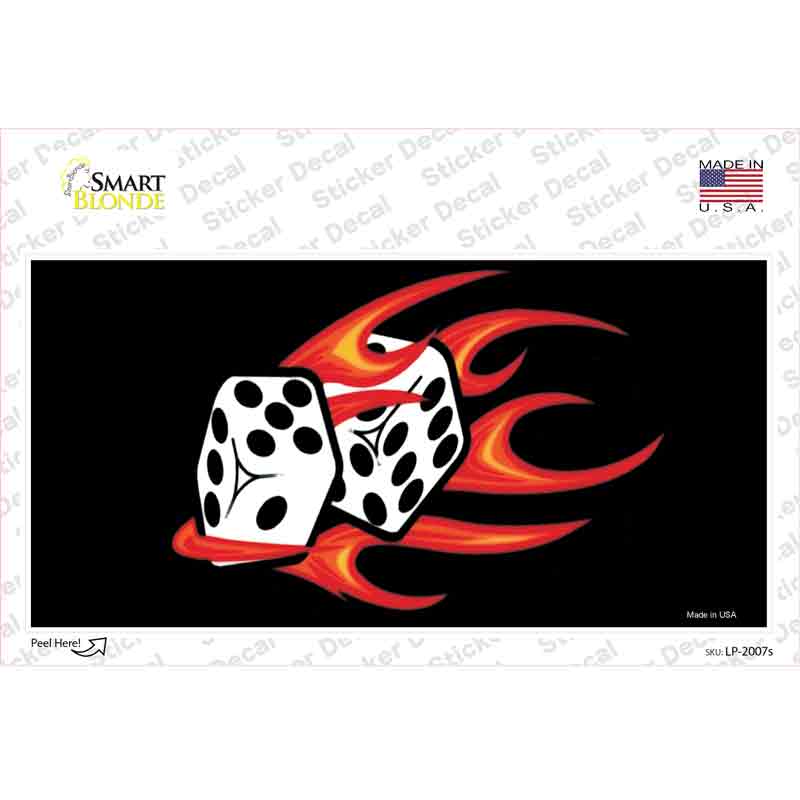 Red Hot Flaming Dice Novelty Sticker Decal
