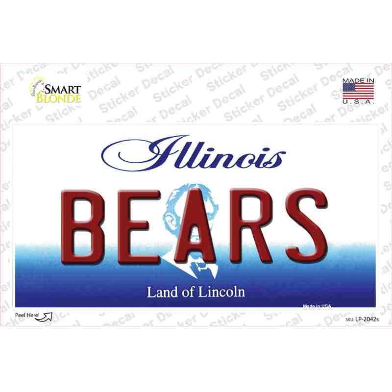 Bears Illinois State Novelty Sticker Decal