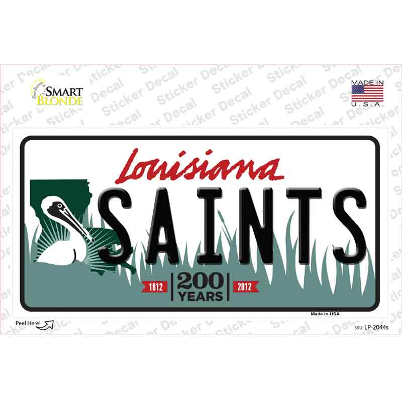 Saints Louisiana State Novelty Sticker Decal