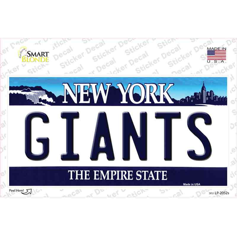 Giants New York State Novelty Sticker Decal