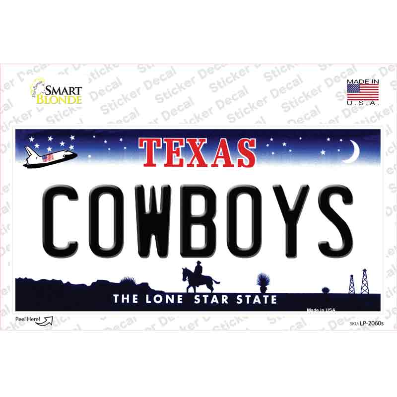 Cowboys Texas State Novelty Sticker Decal