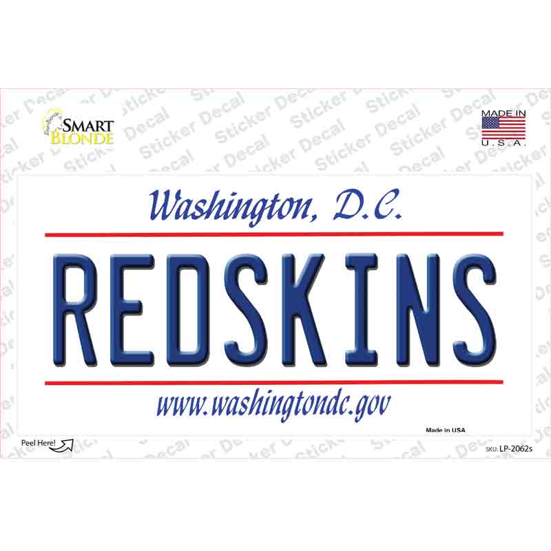 Redskins Washington State Novelty Sticker Decal