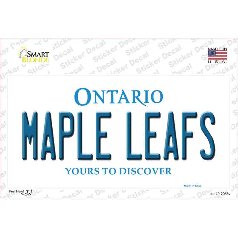 Maple Leafs Ontario Canada Province Novelty Sticker Decal