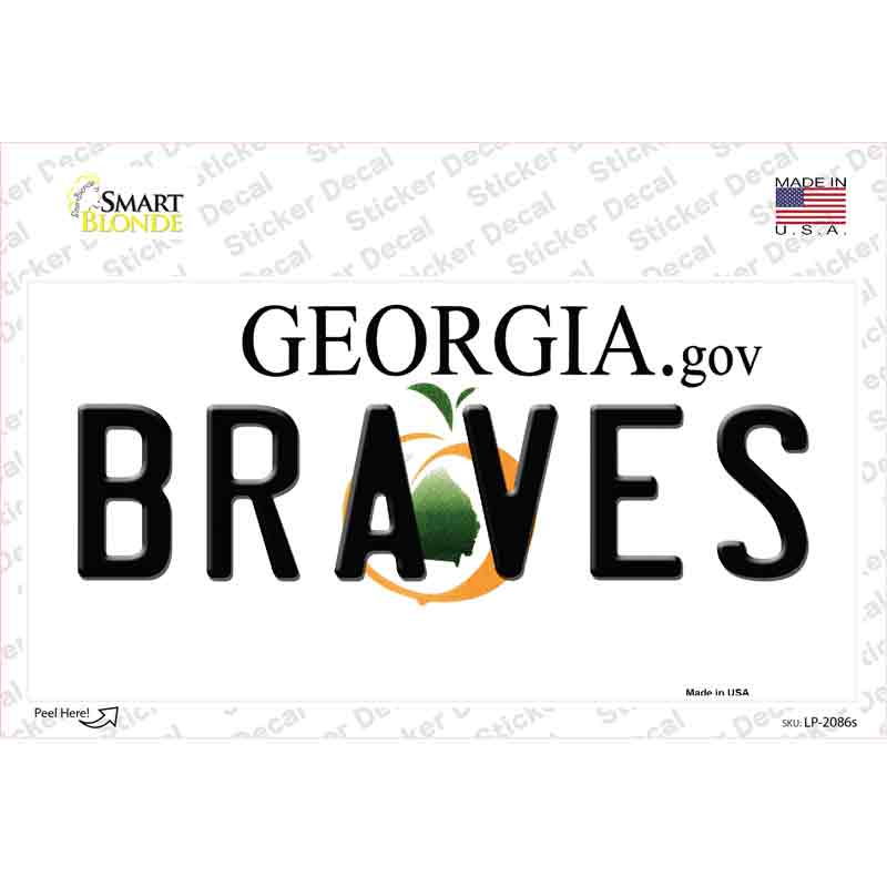 Braves Georgia State Novelty Sticker Decal