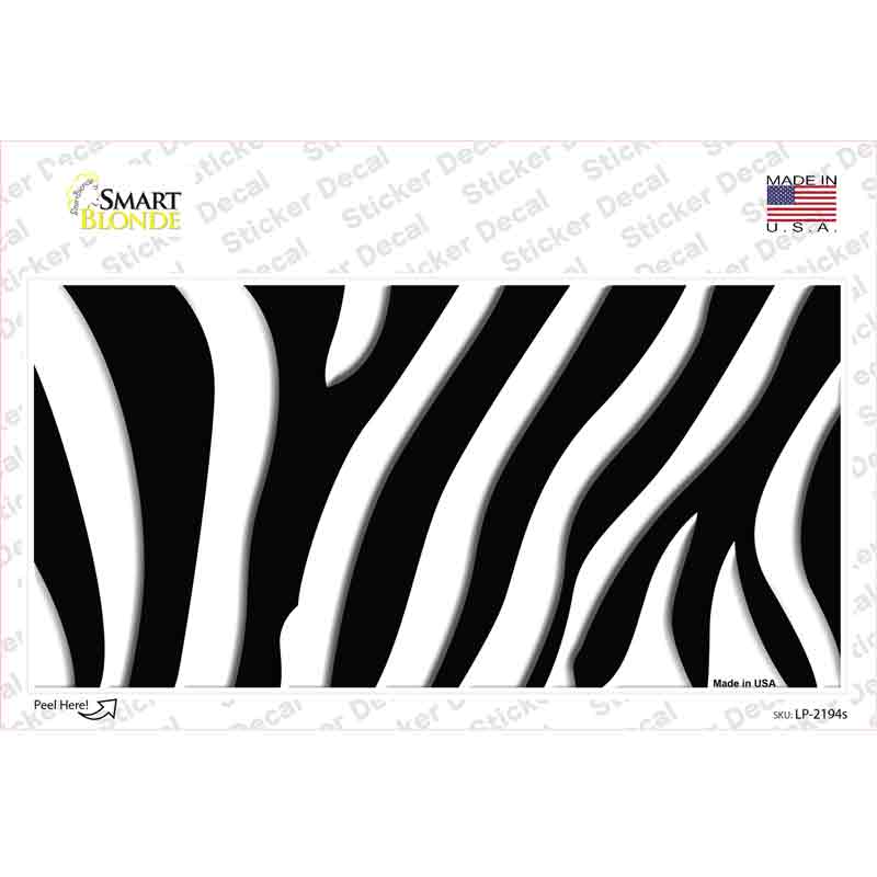 Black White Zebra Novelty Sticker Decal