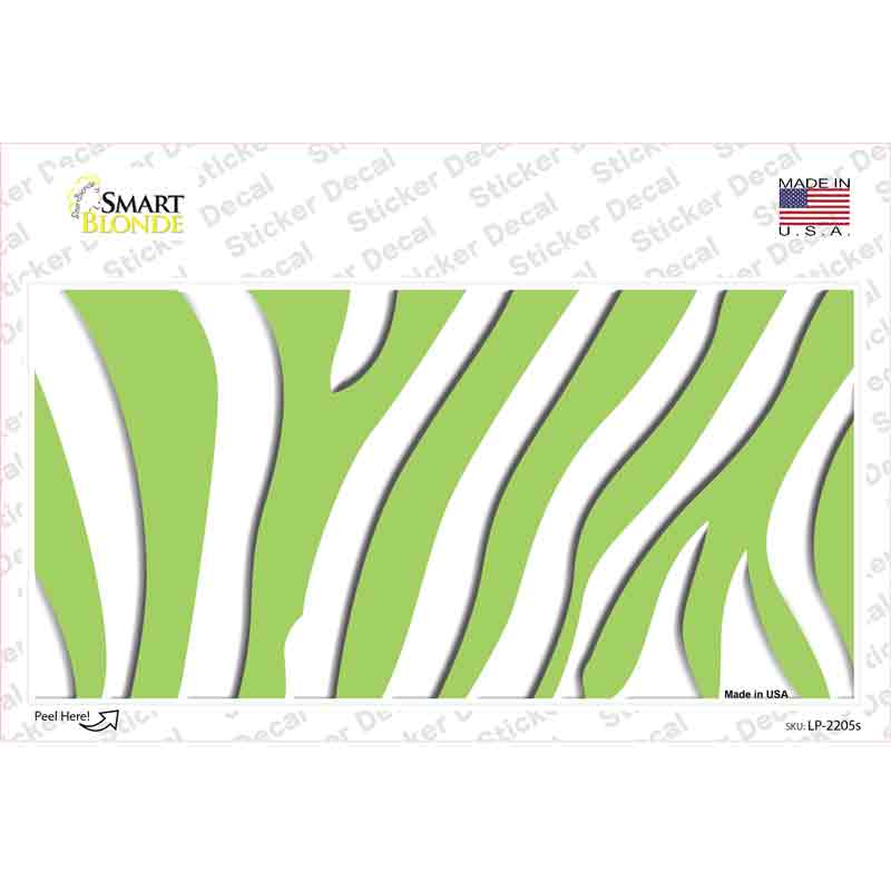Lime Green White Zebra Novelty Sticker Decal