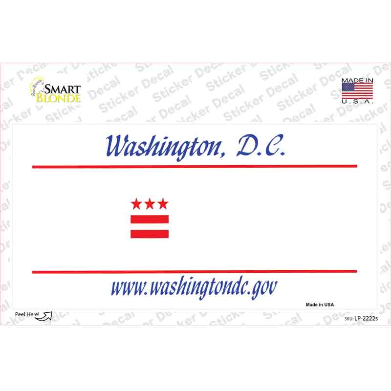 Washington DC State Blank Novelty Sticker Decal