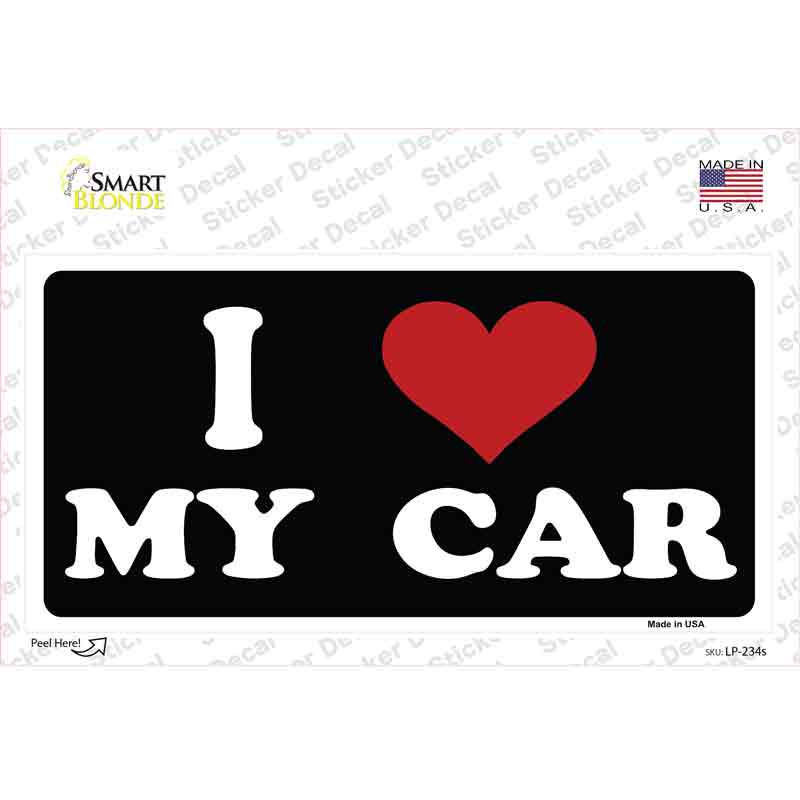 I Love My Car Black Novelty Sticker Decal