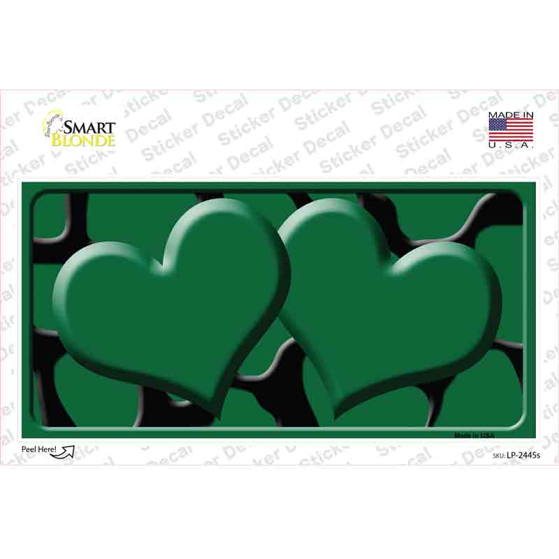 Green Black Giraffe Green Centered Hearts Novelty Sticker Decal
