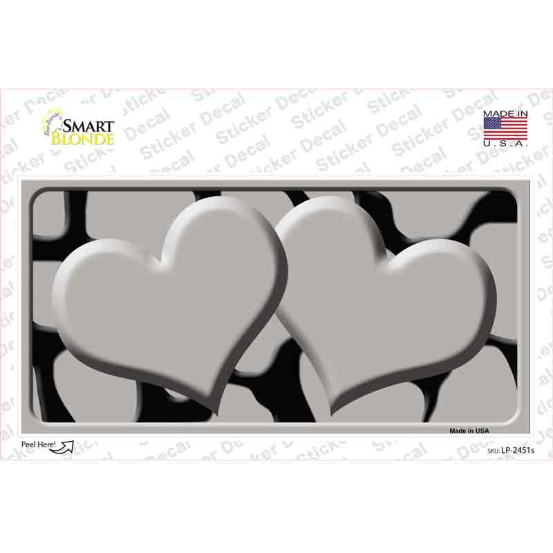 Grey Black Giraffe Grey Centered Hearts Novelty Sticker Decal
