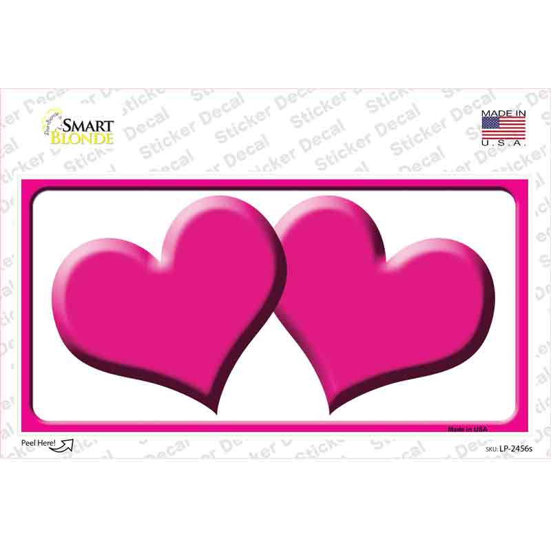 Solid Pink Centered Hearts White Novelty Sticker Decal