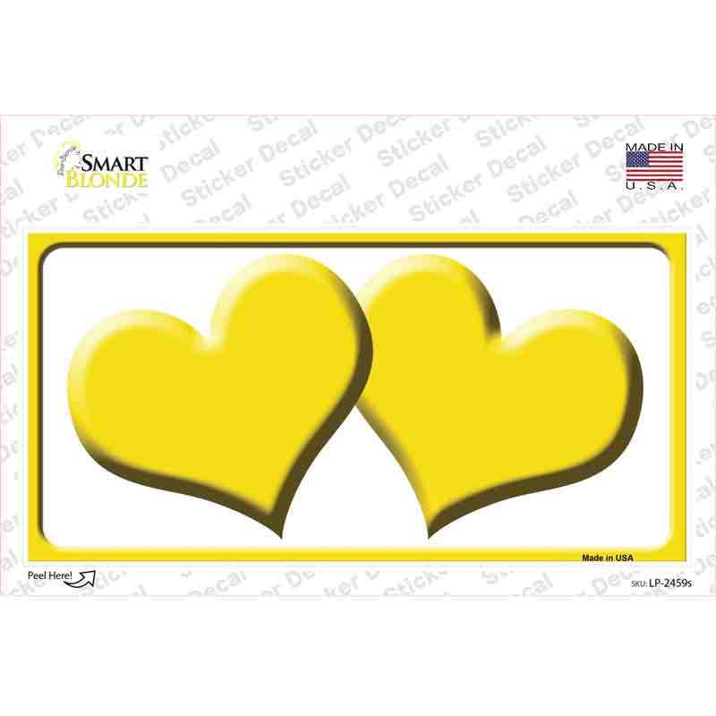 Solid Yellow Centered Hearts White Novelty Sticker Decal
