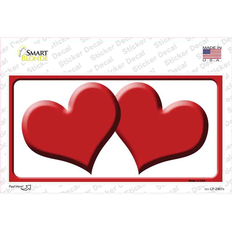Solid Red Centered Hearts White Novelty Sticker Decal
