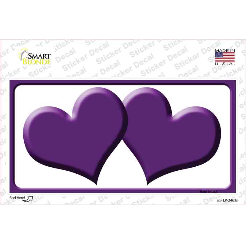 Solid Purple Centered Hearts White Novelty Sticker Decal
