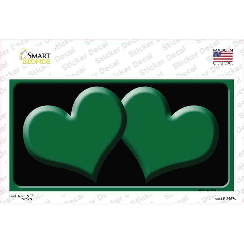 Solid Green Centered Hearts Black Novelty Sticker Decal