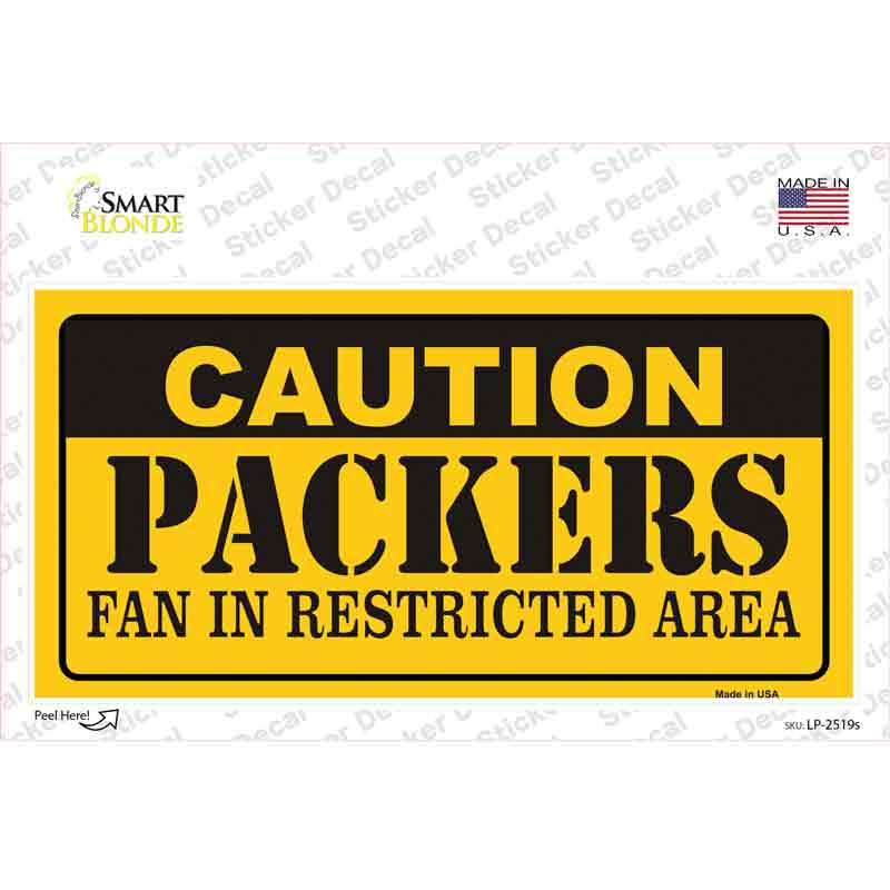 Caution Packers Novelty Sticker Decal